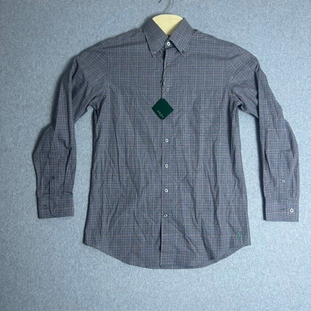 NWT Bobby Jones Plaid Button‎ Down Long Sleeve Charcoal Gray Shirt Size Small